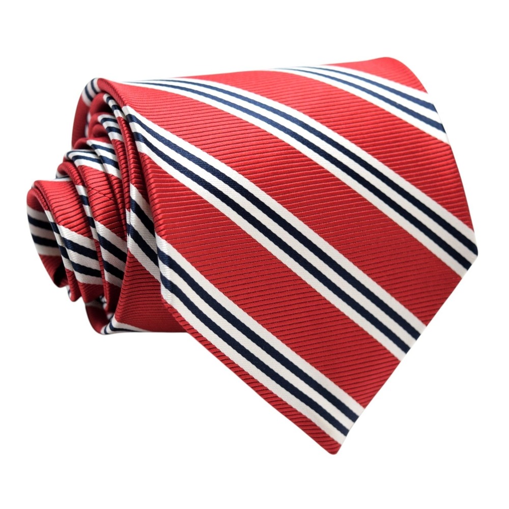 Brooks Brothers 346 Necktie Red Navy White Stain Resistant American Repp Silk